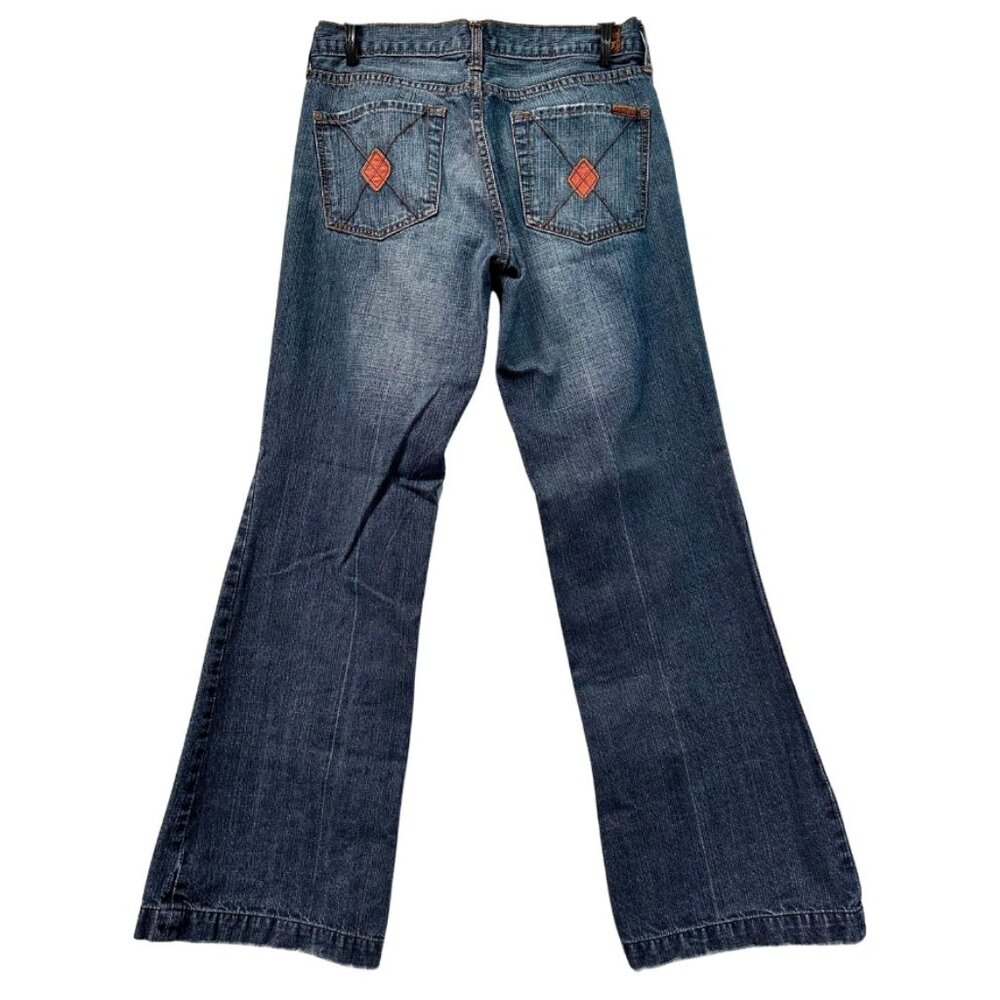 7 for All Mankind DOJO Diamond Argyle Logo Wide Leg Flare Size 30
